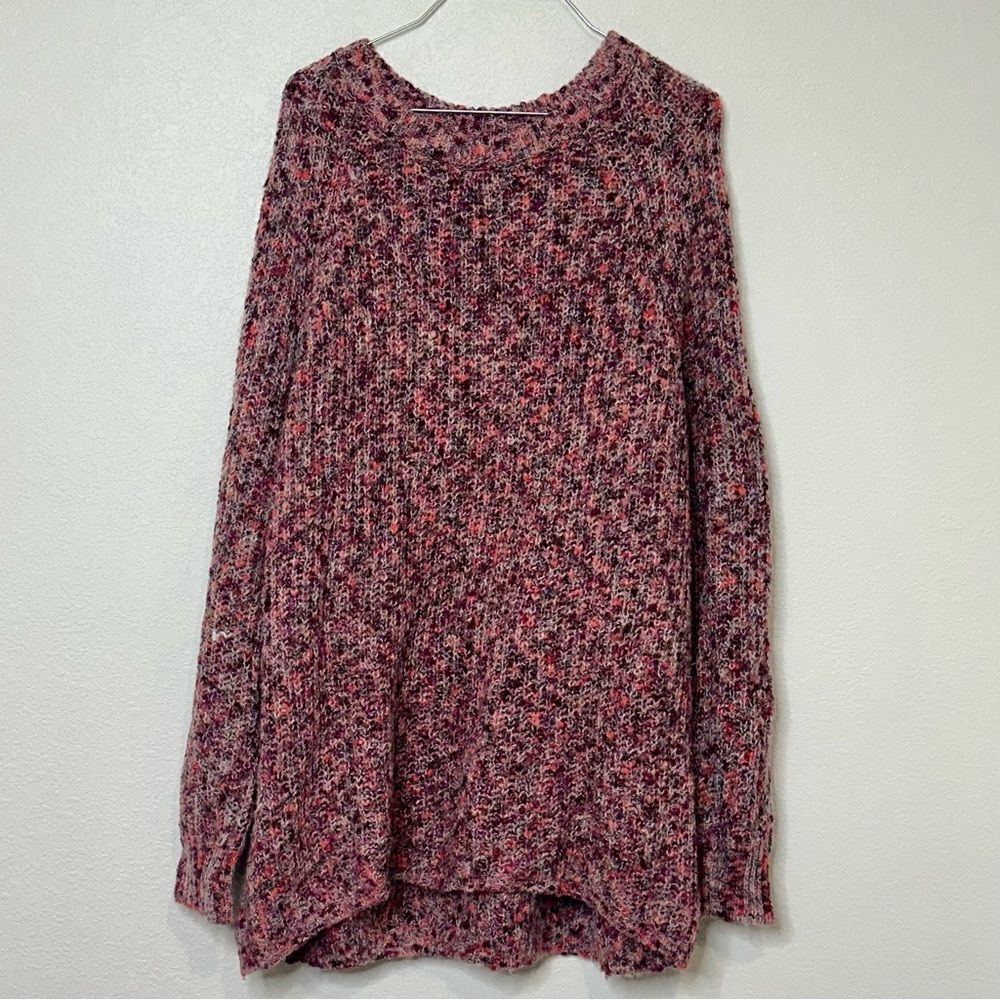 Altar'd State Women Sz L Sweater Oversized Colorful Crochet Chunky Knit Crewneck - Picture 6 of 6